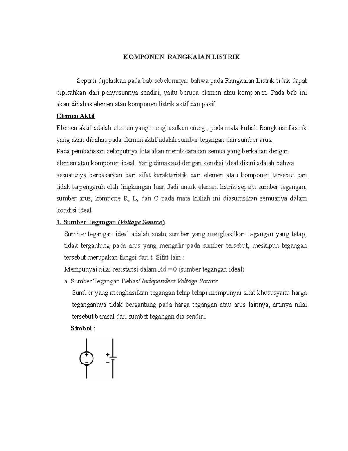 Rangkaian Listrik -1 (2a) - KOMPONEN RANGKAIAN LISTRIK Seperti ...