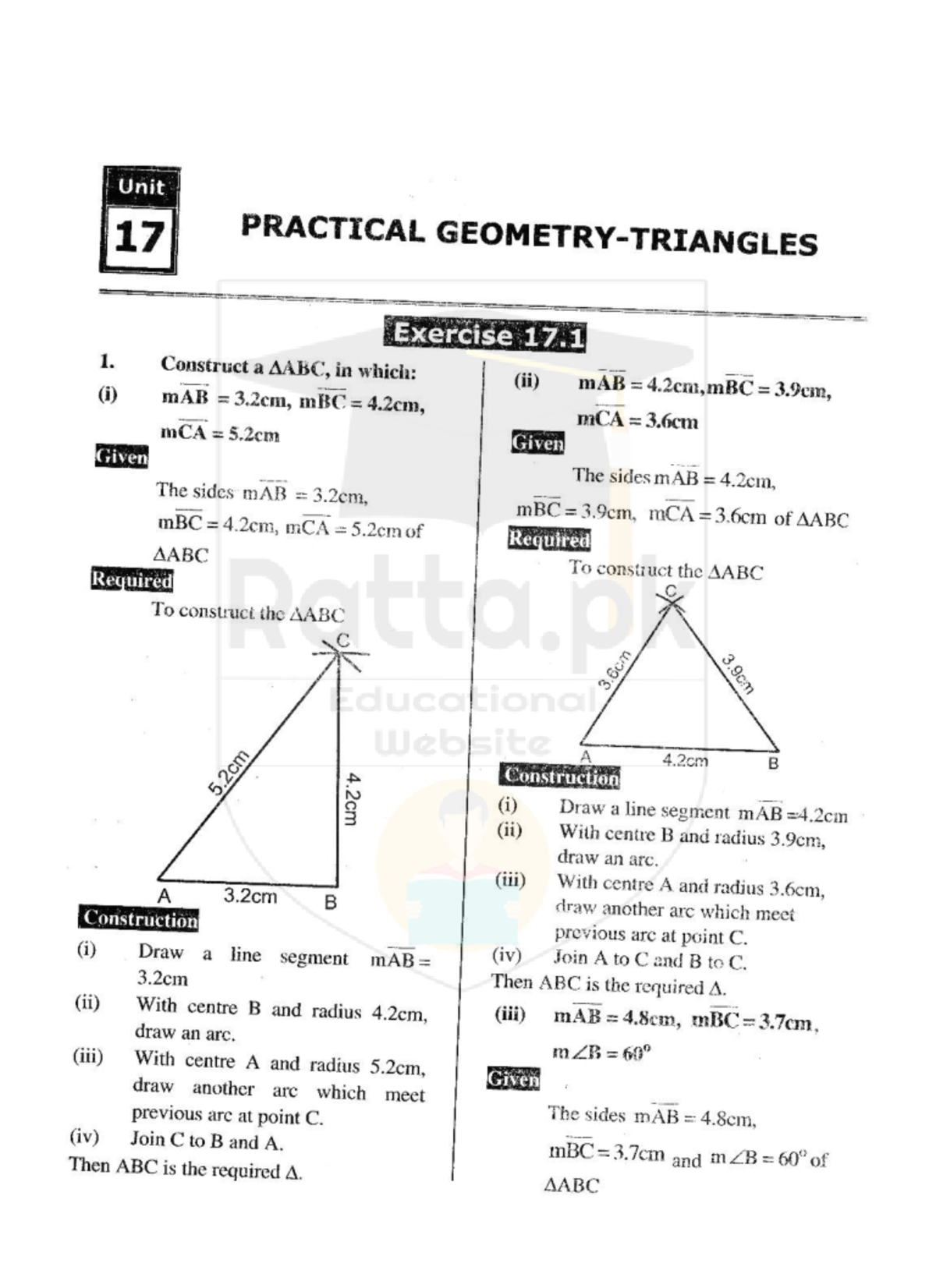 Math (17) 2 Mathematics on metric system for 9th graders O level