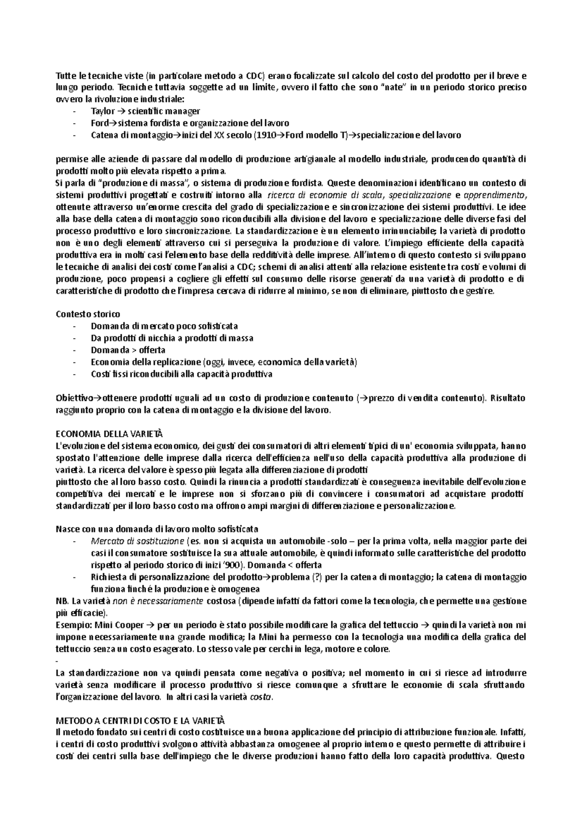 Appunti - Tutte le tecniche viste (in particolare metodo a CDC) erano ...