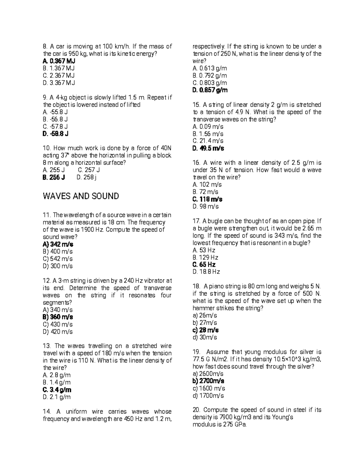 Physics-Problem Set - Problem Set - A car is moving at 100 km/h. If the ...