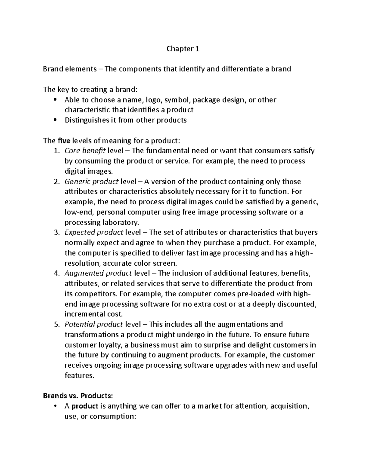 Chapter 1 Notes - Chapter 1 Brand elements – The components that ...