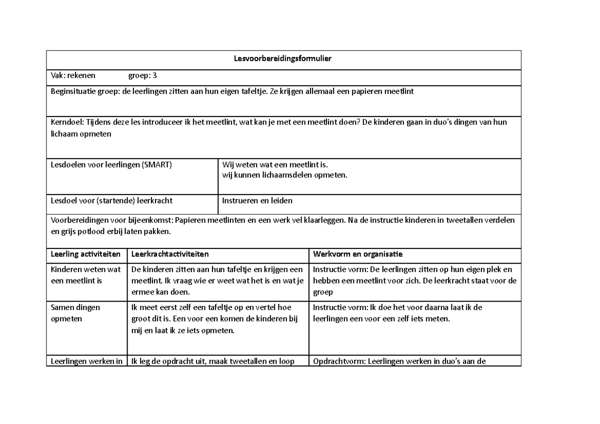 Lesvoorbereidingsformulier-rekenen opdracht 2