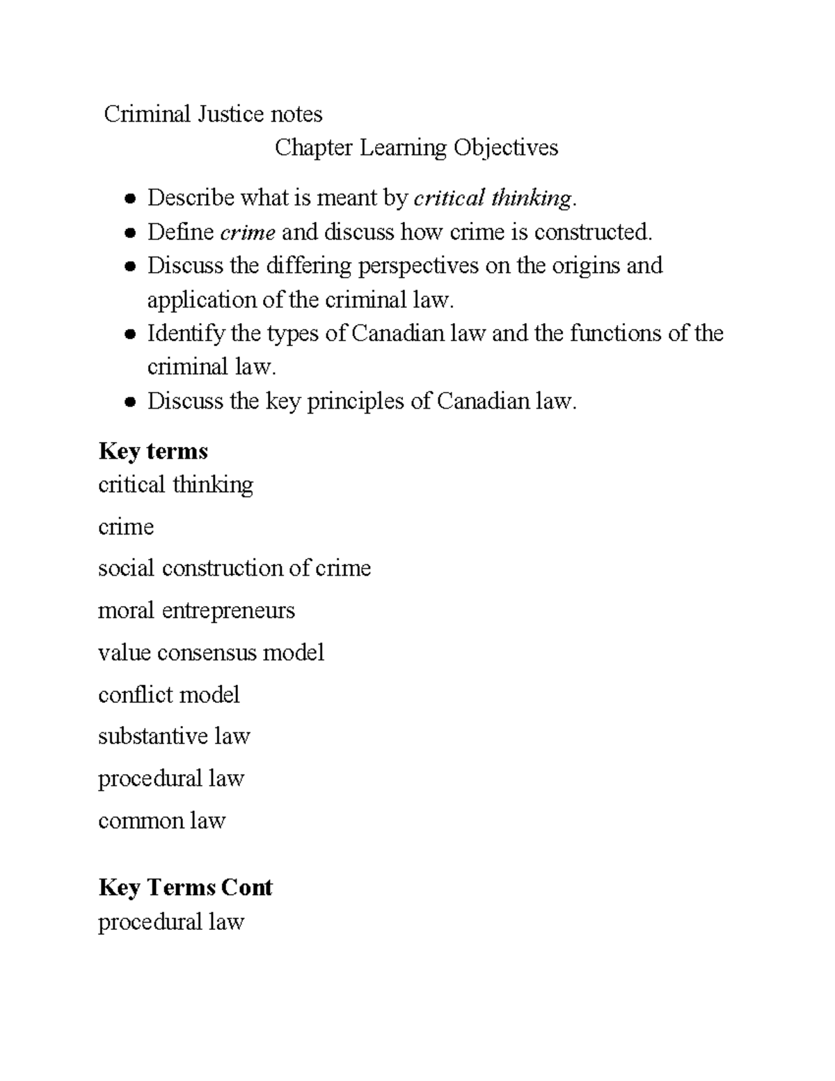 Criminal Justice - Lecture Notes 1-6 - Criminal Justice Notes Chapter ...