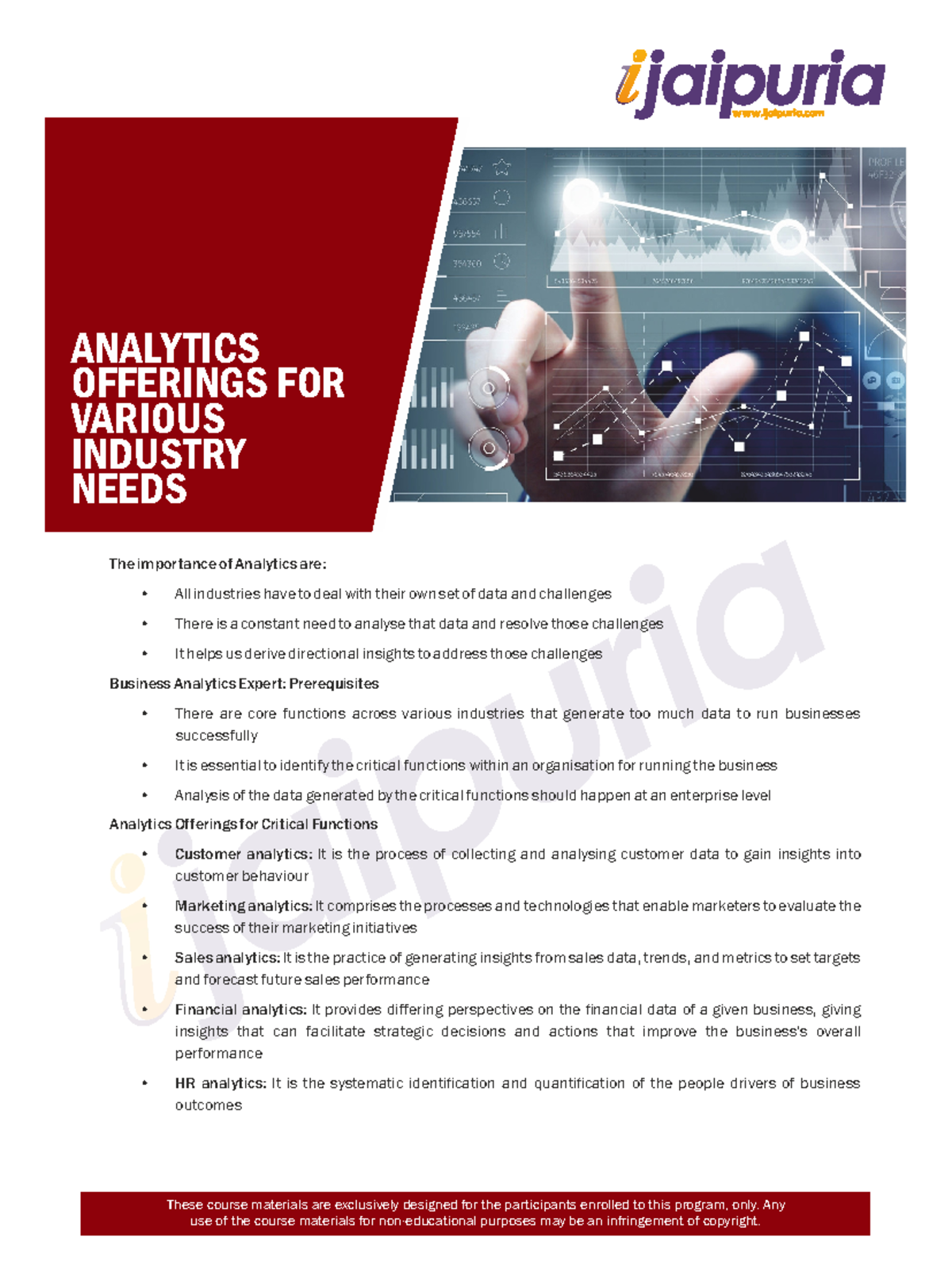 Lesson 1-Analytics Offerings for Various Industry Needs - These course ...