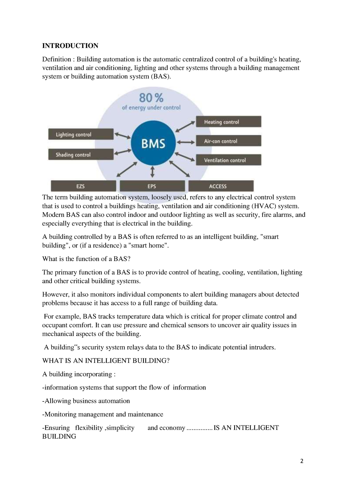 Building Automation Systems - INTRODUCTION Definition : Building ...