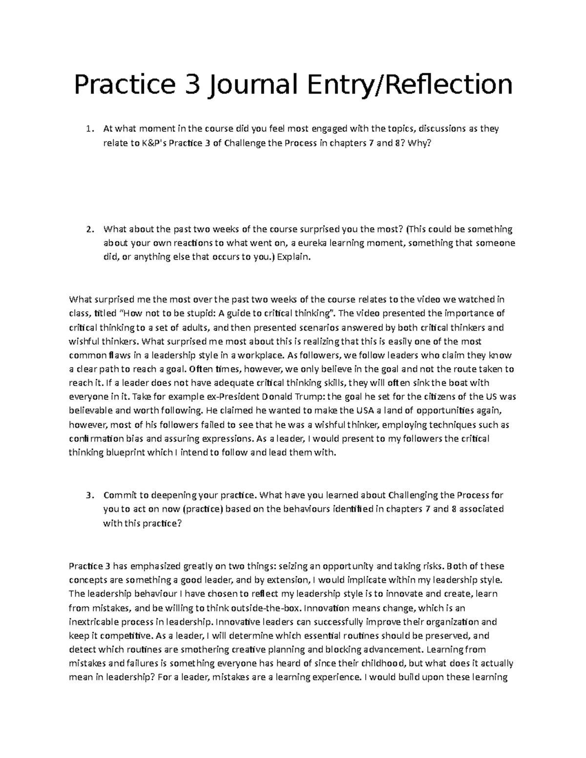 Practice 3 Journal Entry - LEAD3300 - NAIT - Studocu