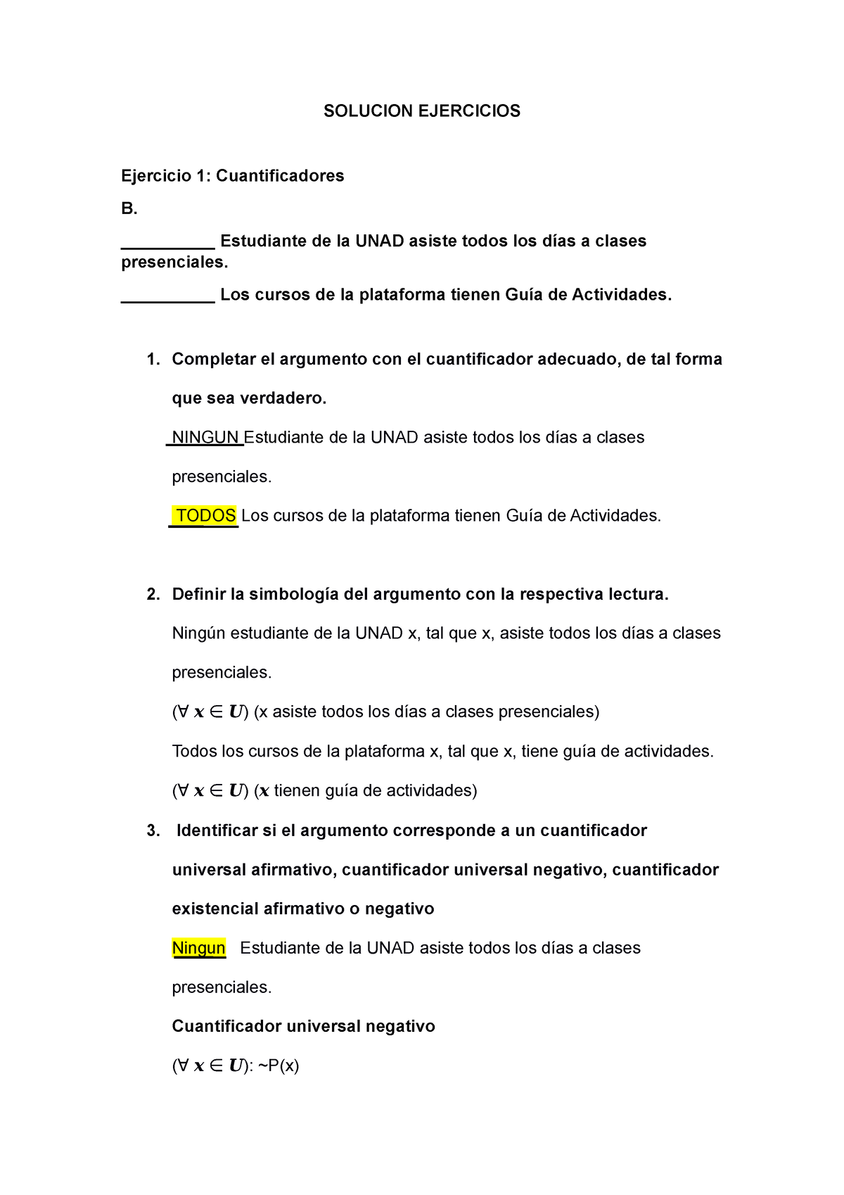 Avance - Ejercicios Resueltos B - SOLUCION EJERCICIOS Ejercicio 1 ...