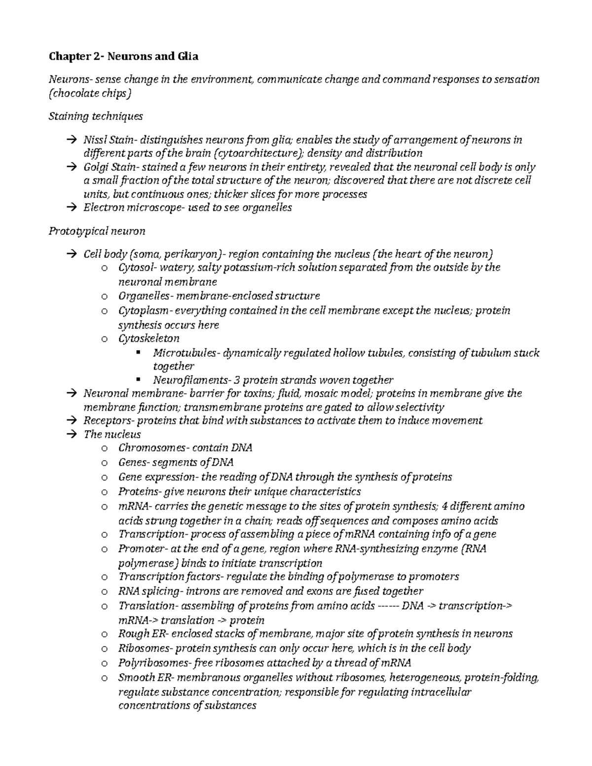 Exam 1 study guide - Chapter 2- Neurons and Glia Neurons- sense change ...