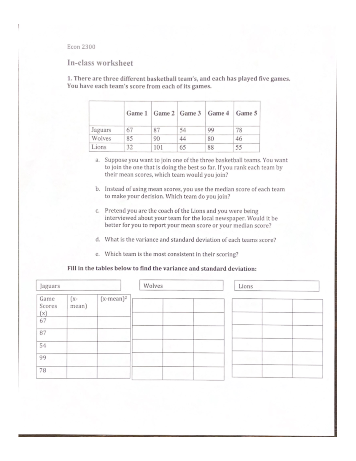 Econ 2300 - Lecture Notes From Class - ECON 2300 - Studocu