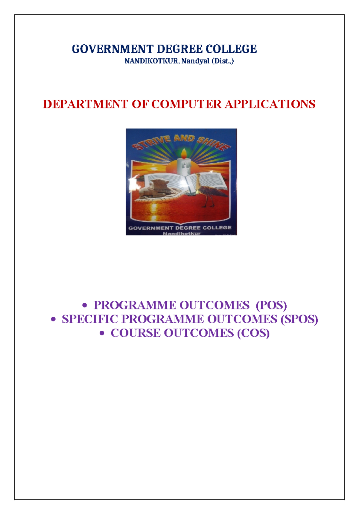 POs-PSOs- Computer Applications - GOVERNMENT DEGREE COLLEGE ...