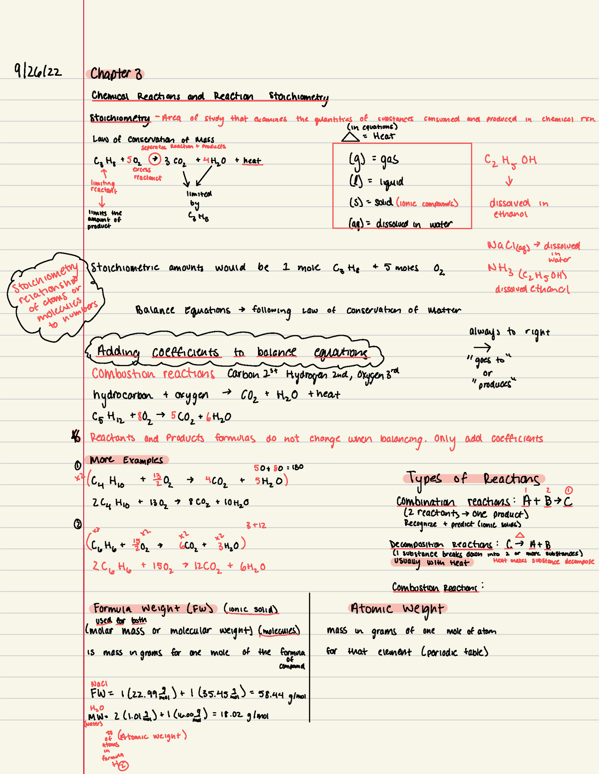 Chapter 3 Chemical Reactions - 9 26 22 Chapter 3 