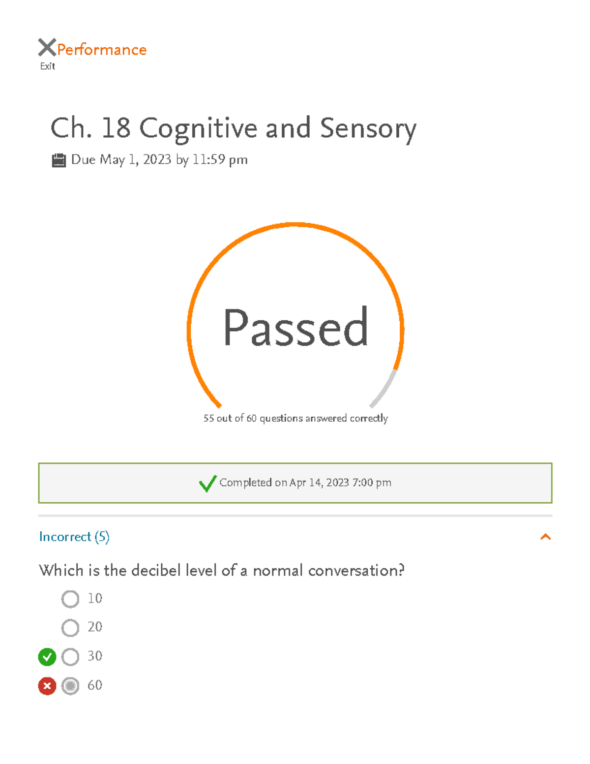 Cognitive EAQ Peds - Sherpath Assignment - Exit Performance Ch. 18 ...