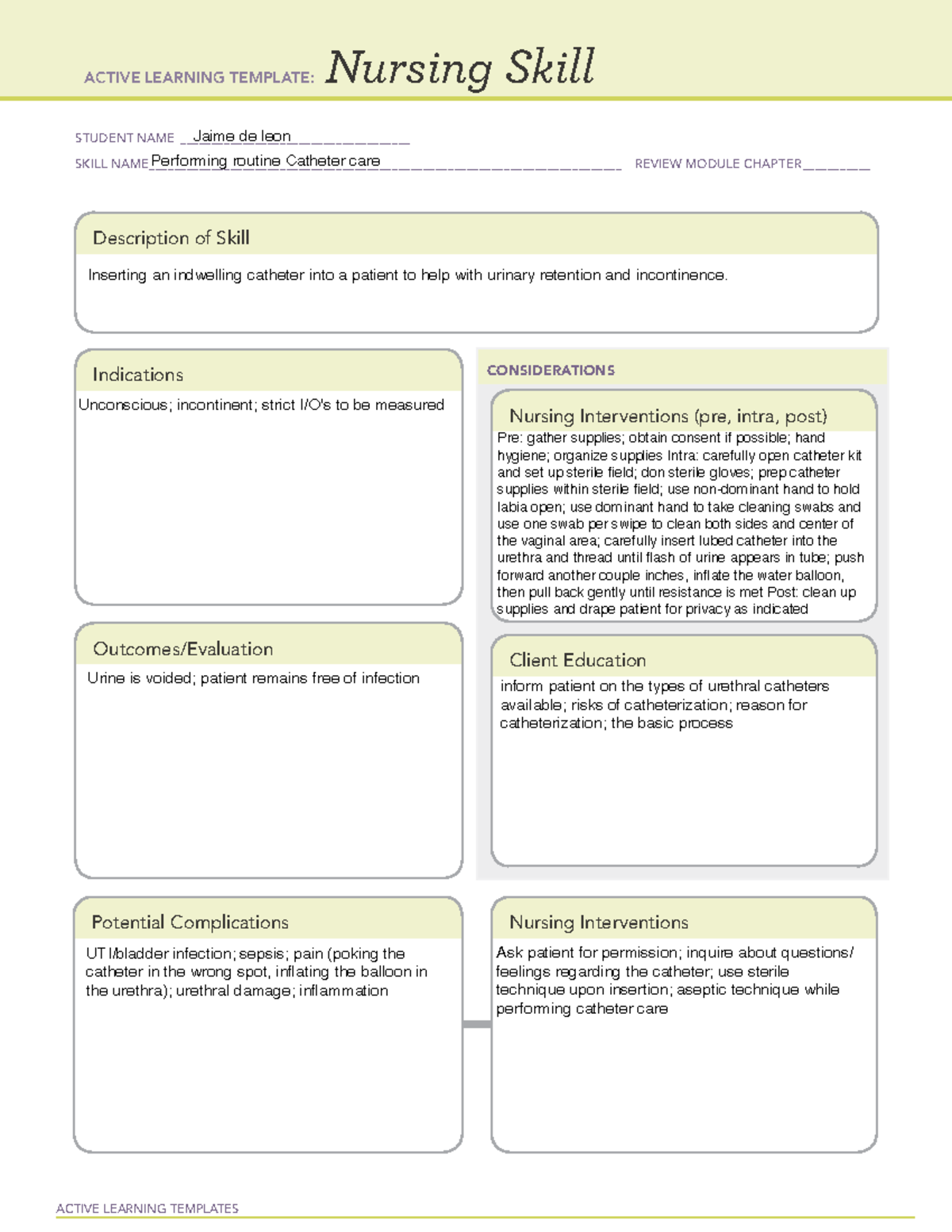 Performing routine Catheter care copy - 1500 - ACTIVE LEARNING ...