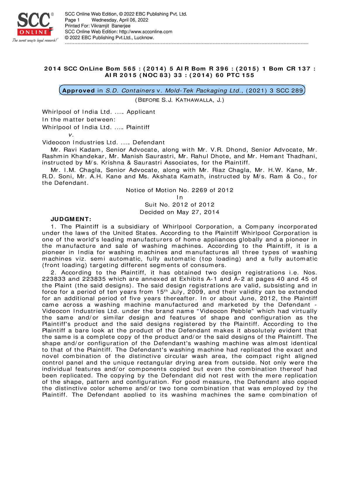 This one Practical legal formats 2 0 1 4 SCC OnLine Bom 5 6 5 ( 2