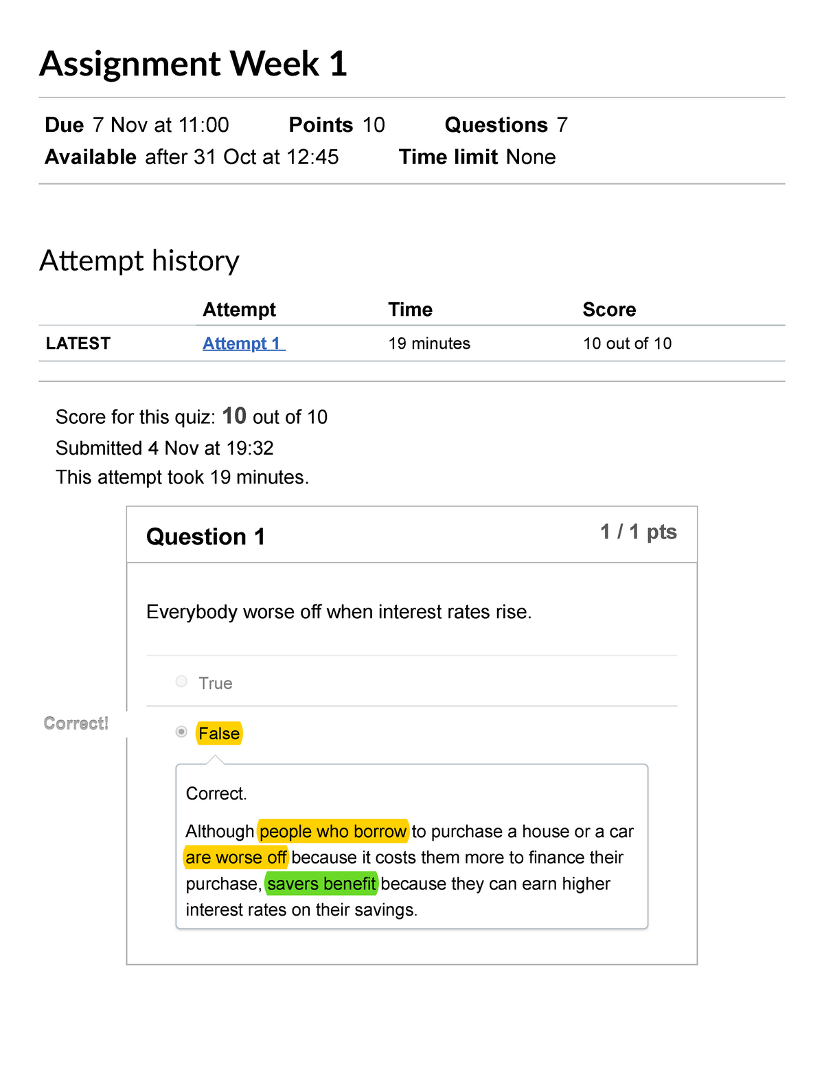 money assignment economics