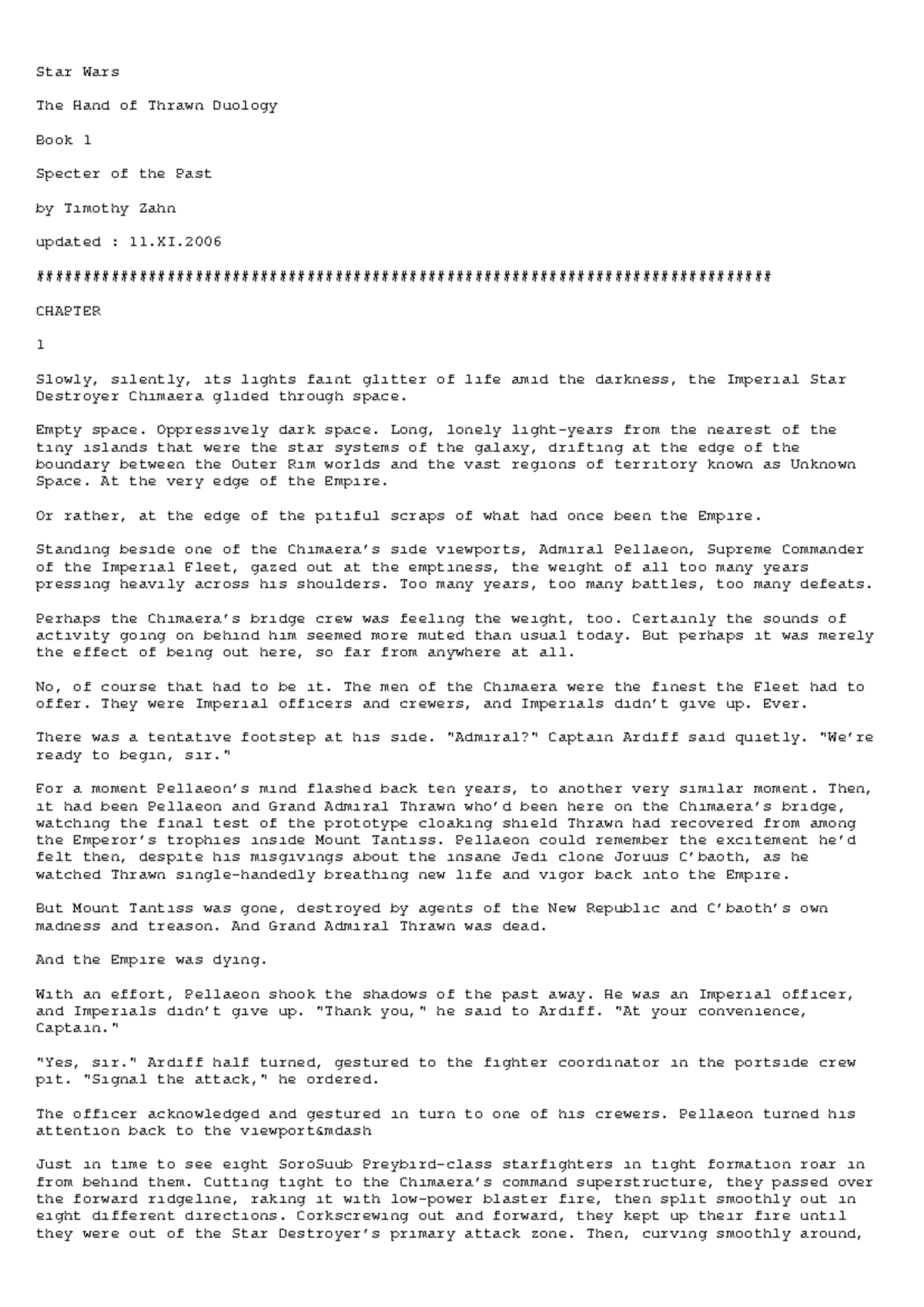 (Star Wars Hand of Thrawn 1) Zahn, Timothy Specter of the Past Star