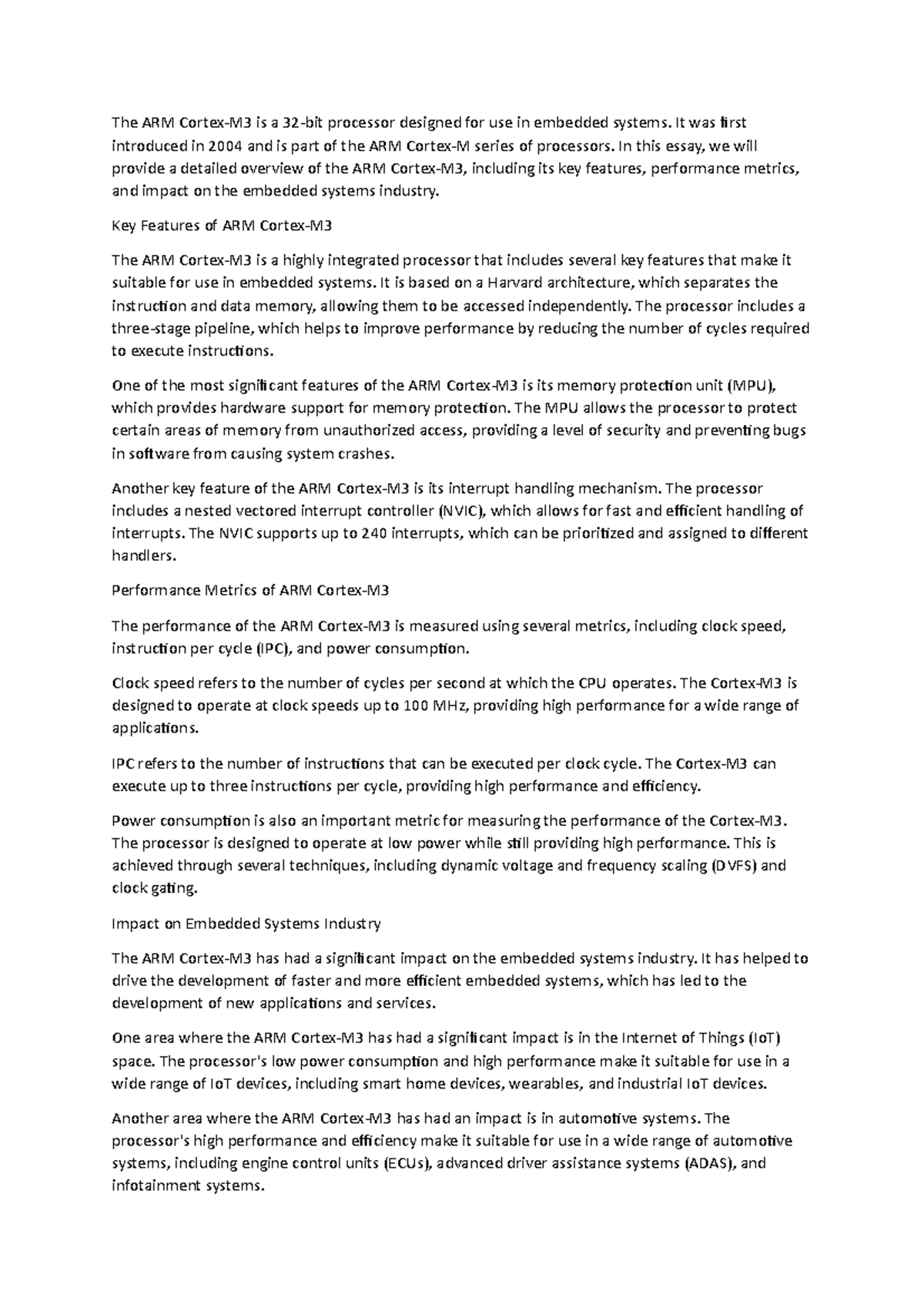 ARM Cortex M3 - The ARM Cortex-M3 is a 32-bit processor designed for ...