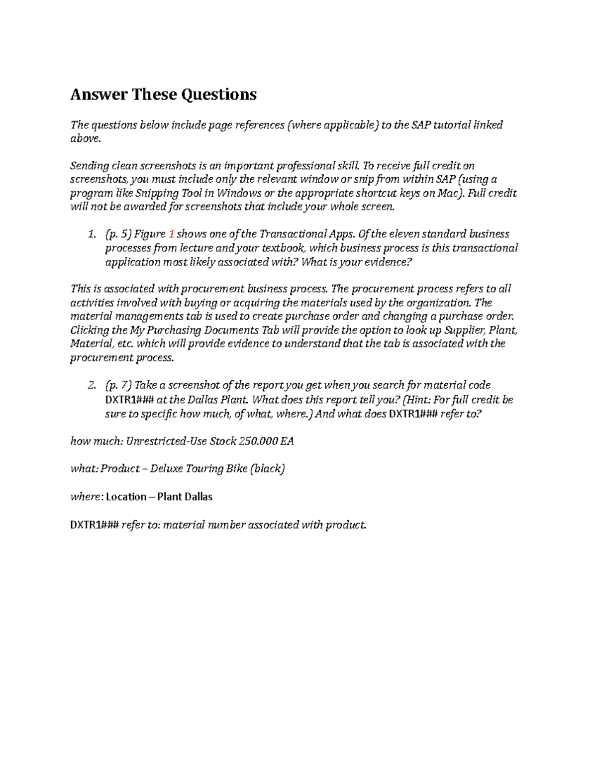 1b excercise - Answer These Questions The questions below include page ...