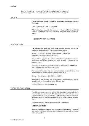 Negligence And Strict Liability Lecture Notes - NEGLIGENCE HANDOUT ...