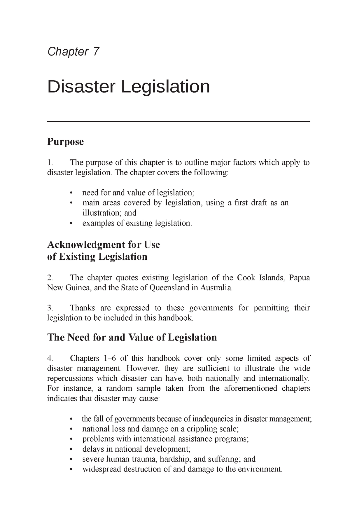 Disaster Management -Disaster Legislation - Chapter 7 Disaster ...