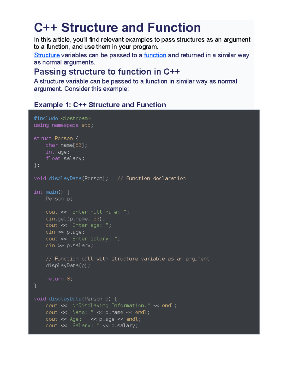B05 C++ Structure and Function - C++ Structure and Function In this ...
