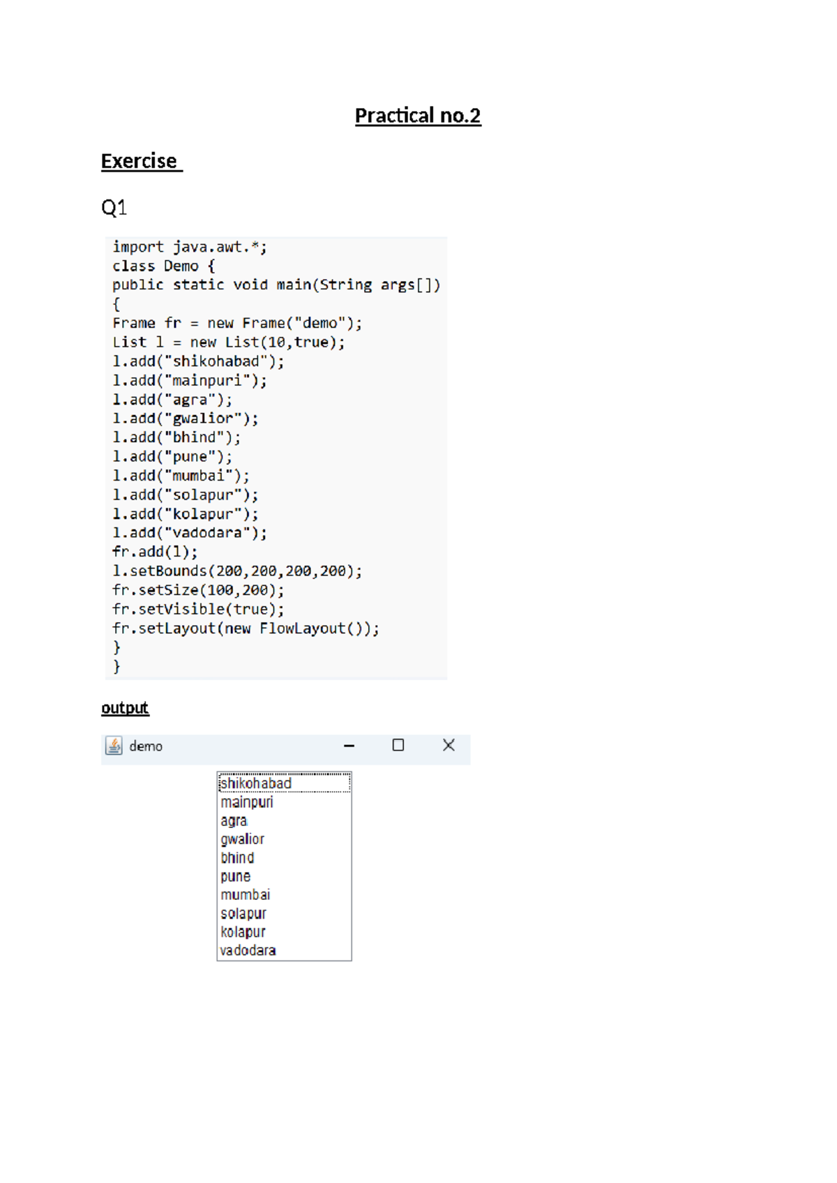 Practical no2java - scZSCzxc - Computer science - Practical no ...