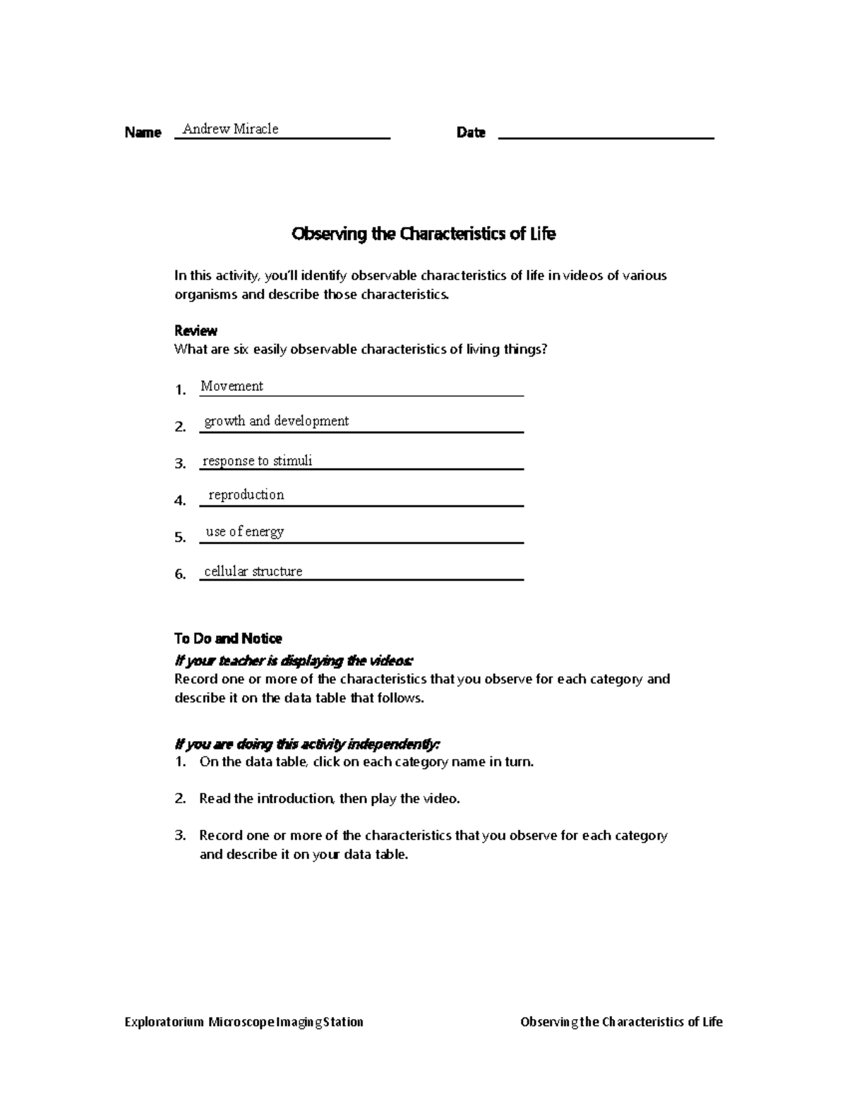 Kami Export - cc Andrew Miracle - Characteristics Student - Name Date ...