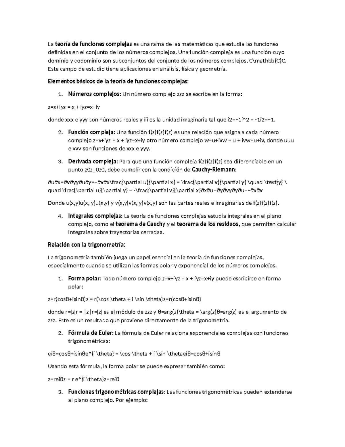 La teoría de funciones complejas es una rama de las matemáticas que ...
