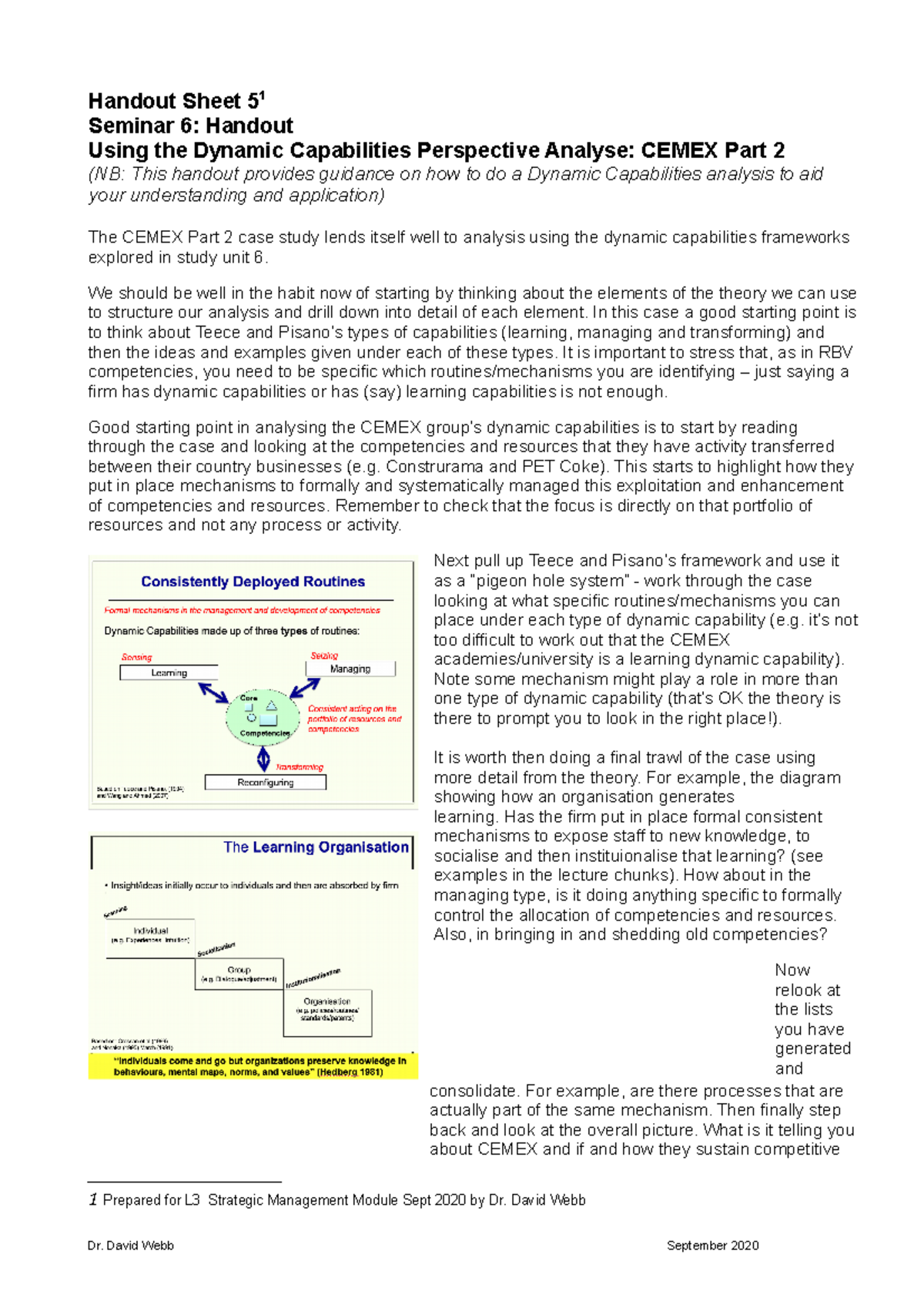 Seminar 6 Handout - Cemex Part 2 (2020) - Handout Sheet 5 1 Seminar 6 ...