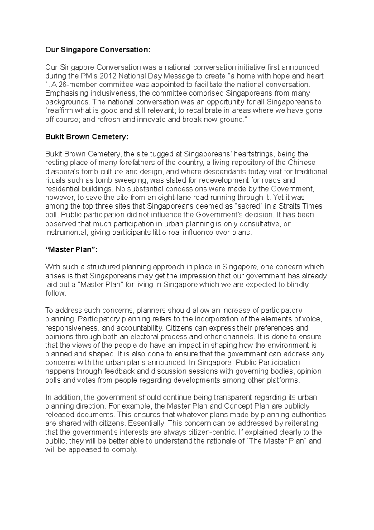 Participatory planning examples 2021 full - RE2701 - NUS - Studocu