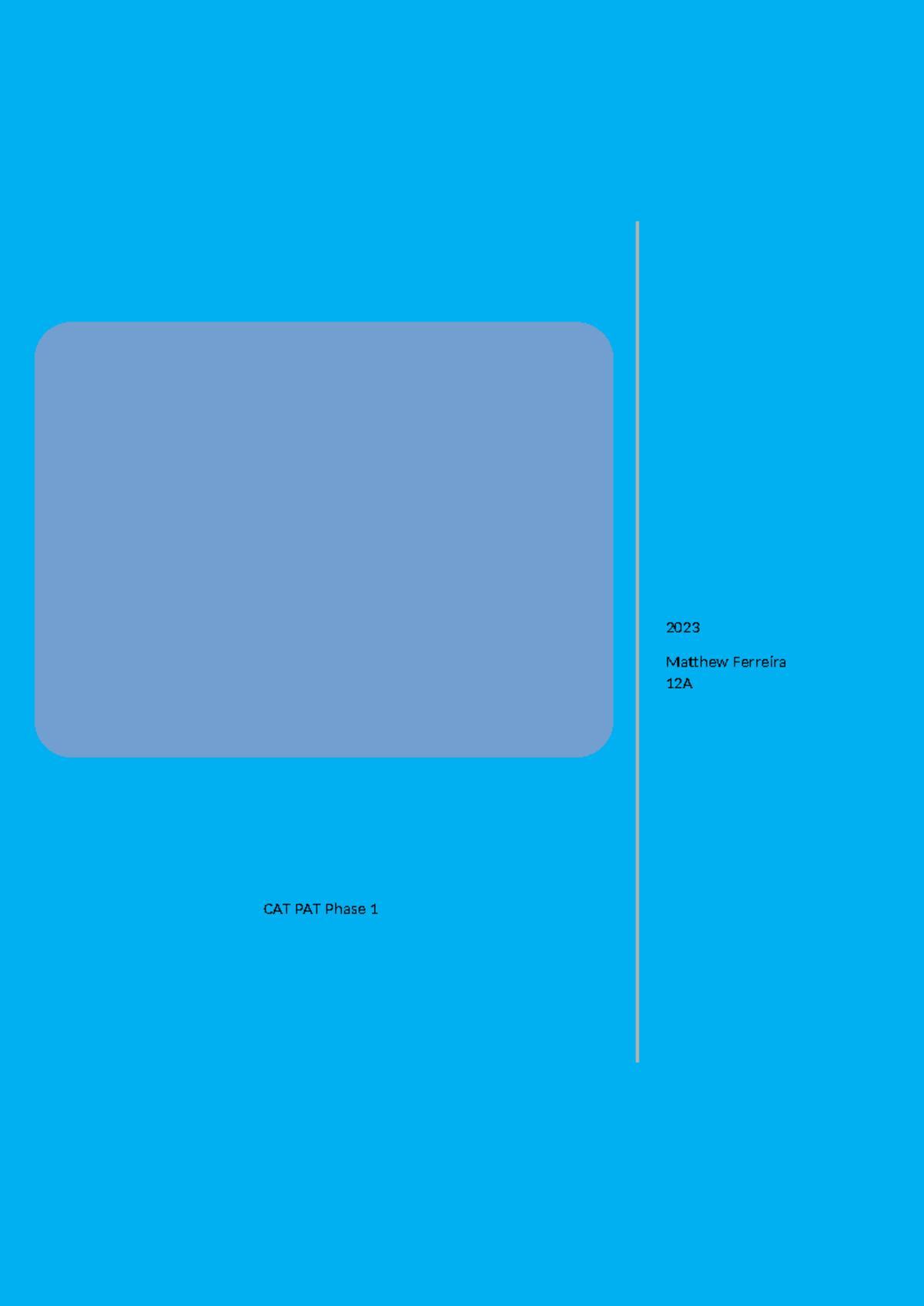 CAT PAT Phase 1 Template 2023 CAT PAT Phase 1 2023 Matthew Ferreira 12A TABLE OF CONTENTS