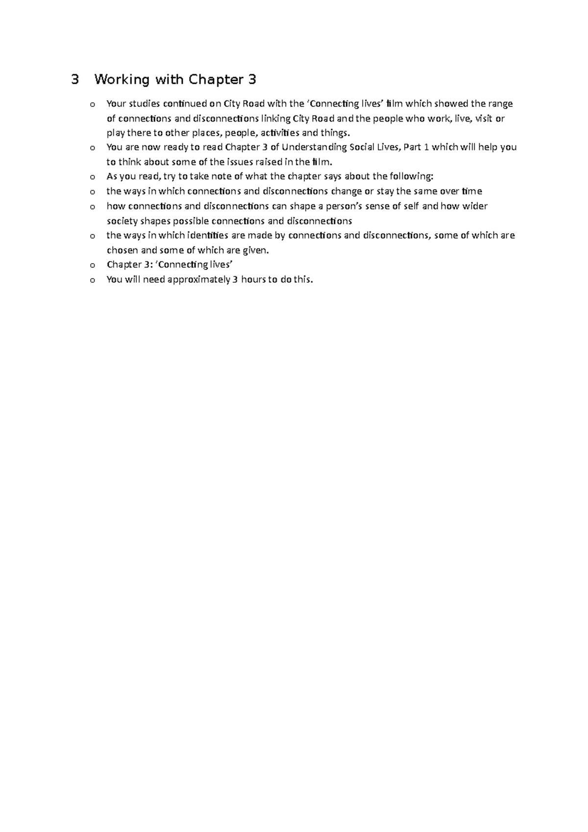 DD102 week 4 - working with chapter 3 - 3 Working with Chapter 3 o Your ...