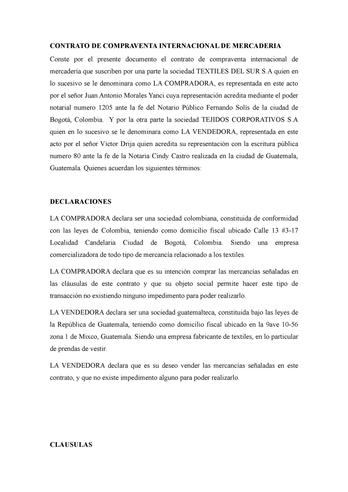 Contrato compraventa FAS - CONTRATO DE COMPRAVENTA INTERNACIONAL DE  MERCADERIA Conste por el - Studocu