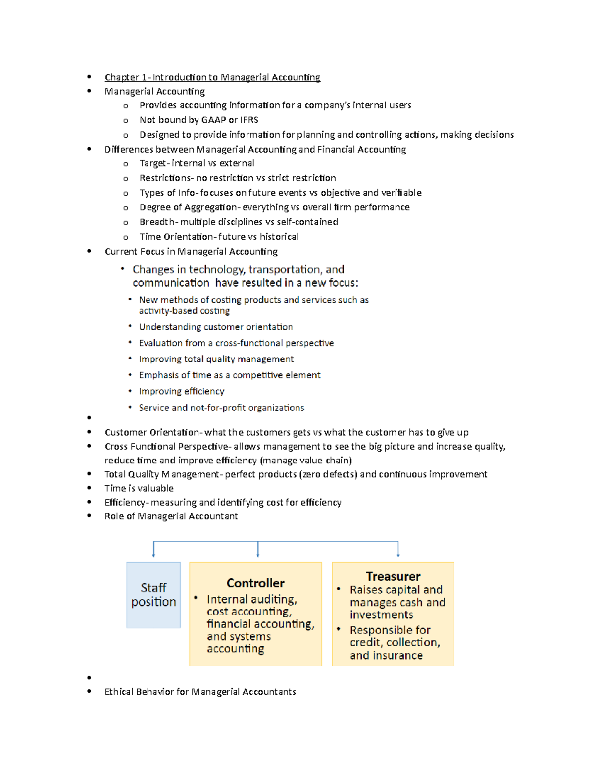 ACC 406 Midterm 1 Review - Chapter 1- Introduction To Managerial ...