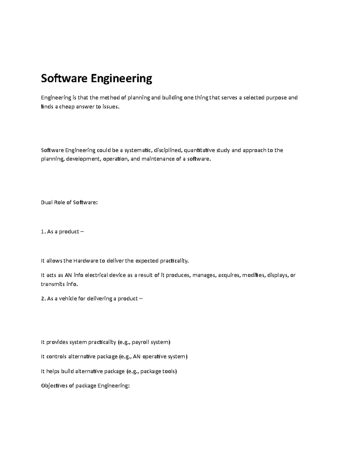 Software Engineering - Studocu