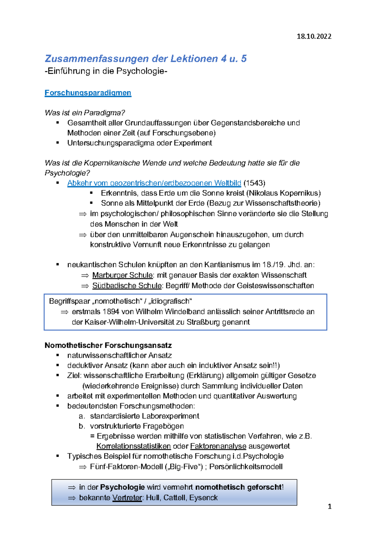 Hilgards Einführung In Die Psychologie Einführung in die Psychologie- Lektion 4 und 5 - Zusammenfassungen der