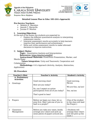 Group 12 Lesson PLAN - Detailed Lesson Plan in Educ 105 (4A’s Approach ...