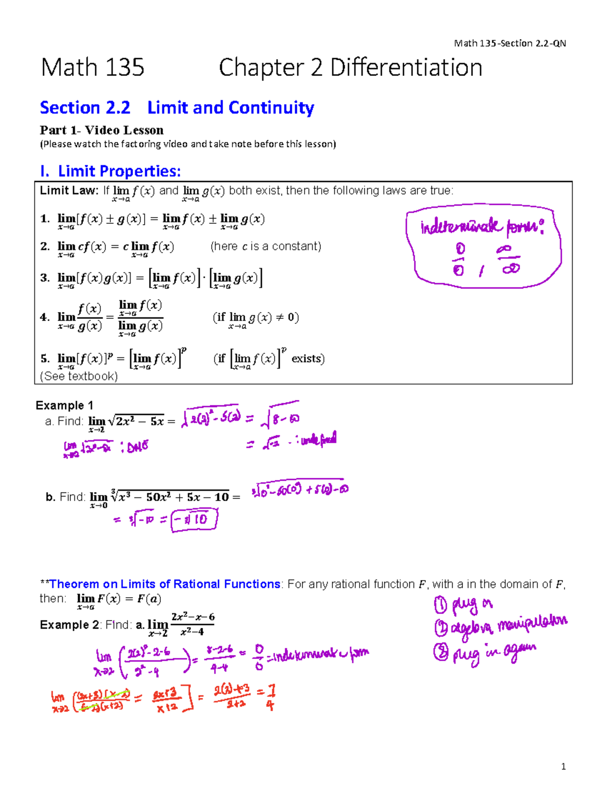 Math+135+Section+2.2 - Math 135-Section 2-QN 1 ####### Math 135 Chapter ...