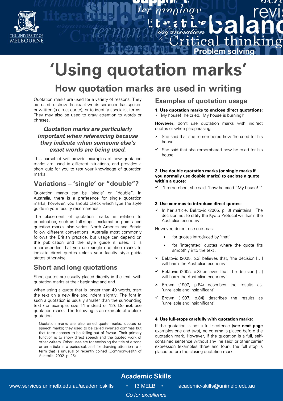 11 Using Quotation Marks Academic Skills Services unimelb edu 