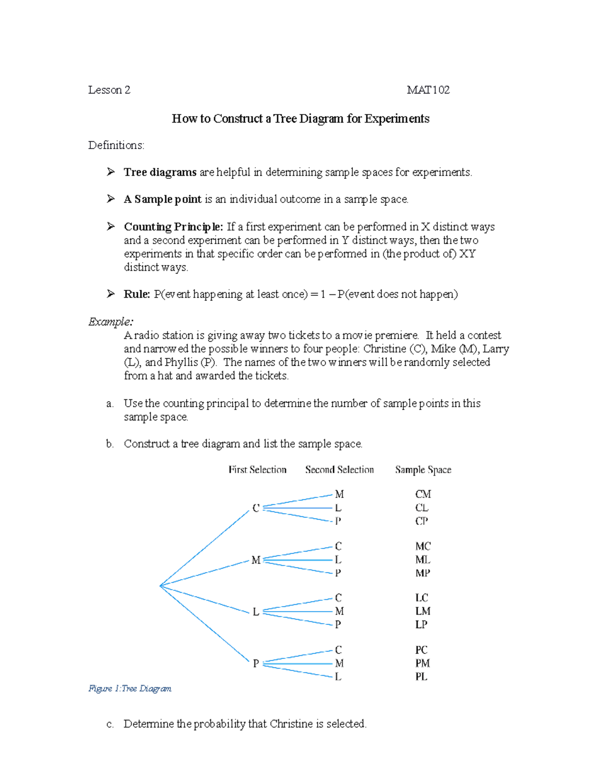 102 Lesson 2 - Notes. - Lesson 2 MAT How to Construct a Tree Diagram ...