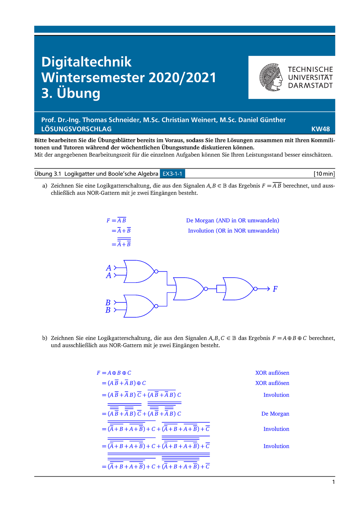 DT ÜB 03 LSG V1 - Aaaaaaaaaaaa - Digitaltechnik Wintersemester 2020/ 3 ...