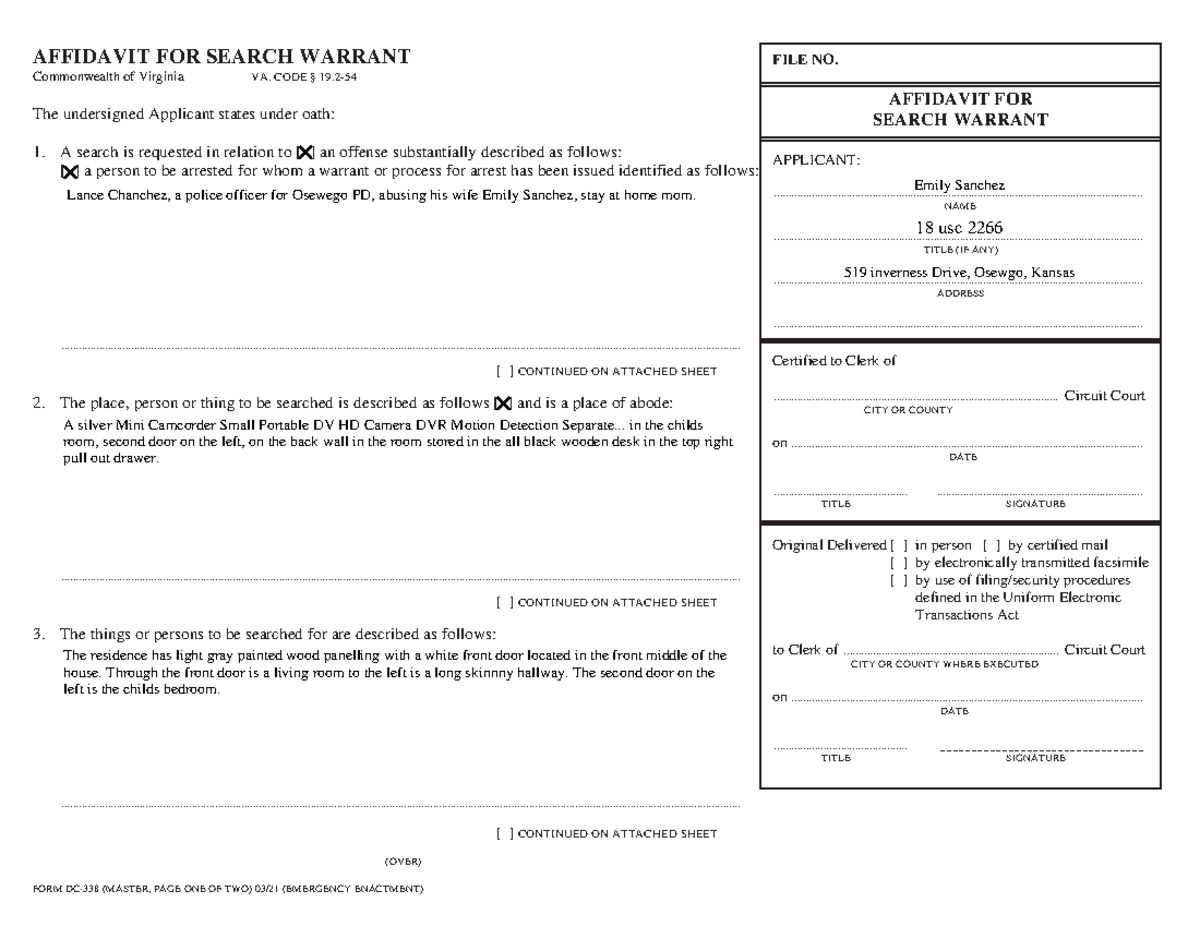 hw-affidavit-for-search-warrant-form-dc-338-master-page-one-of-two