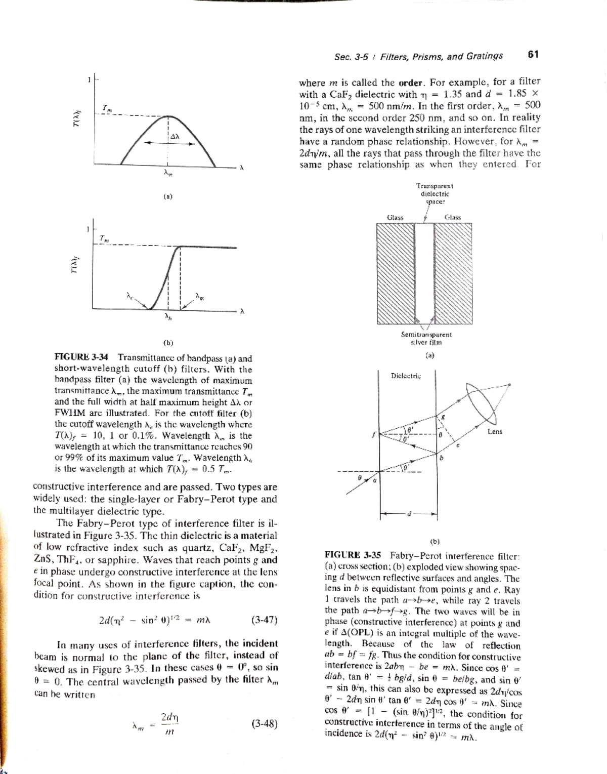 8 Filters - Sec. 3-5/ Filters, Prisms, and Gratings 61 where m is ...