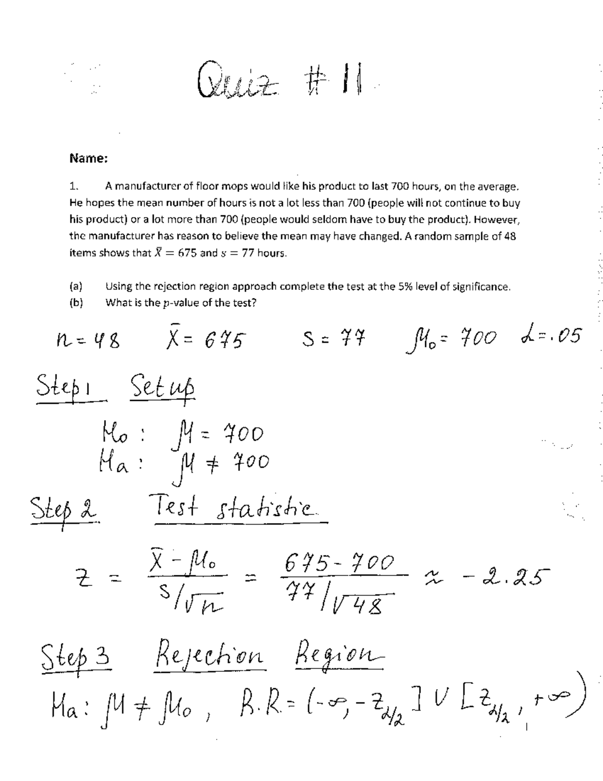 Quiz 11 Solution - quiz solved - STAT 1000Q - Studocu