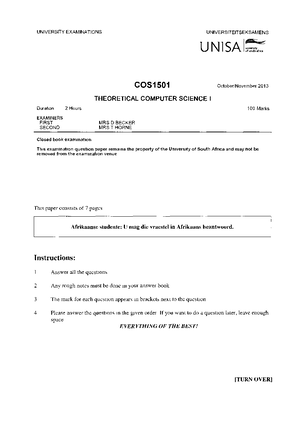 Tutorial Letter 001 (Both) For COS1501 - COS1501/001/0/ Tutorial Letter ...