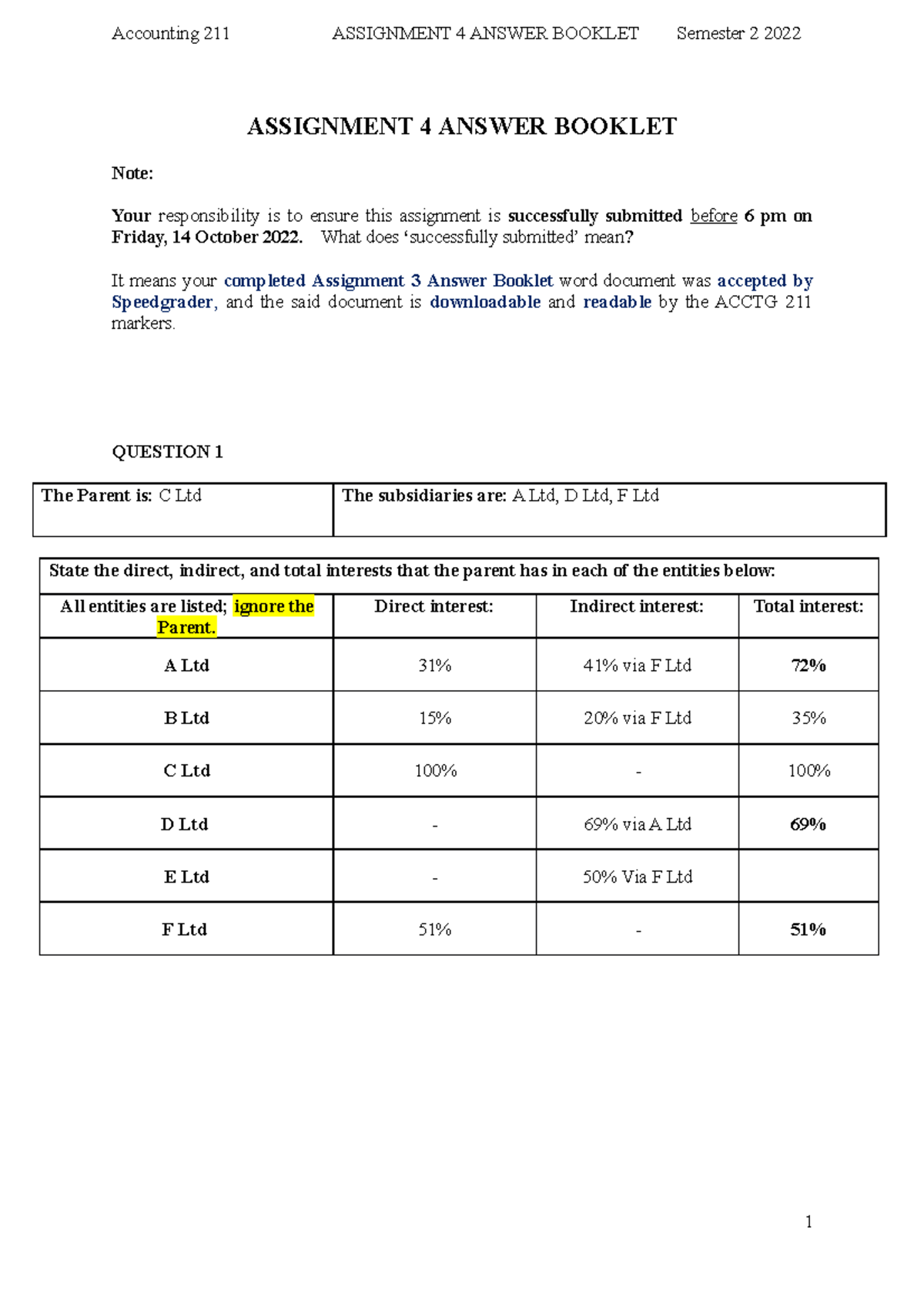 Assignment 4 Answer Booklet - ASSIGNMENT 4 ANSWER BOOKLET Note: Your ...