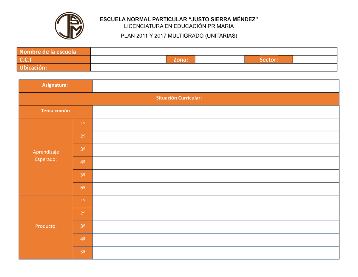 Formatos De Planeación Multigrado Licenciatura En EducaciÓn Primaria Plan 2011 Y 2017 0573