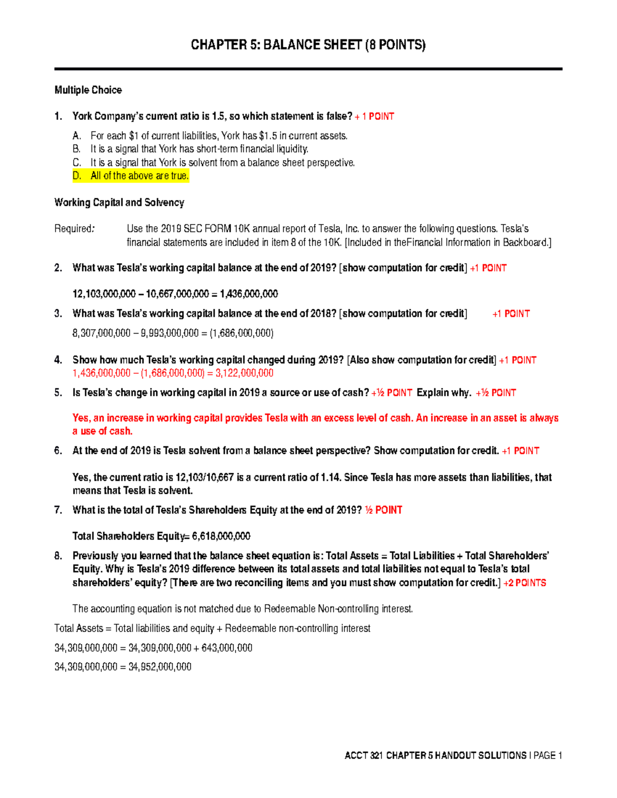 Chapter 5 Handout ACCT 321 Student - CHAPTER 5: BALANCE SHEET (8 POINTS ...