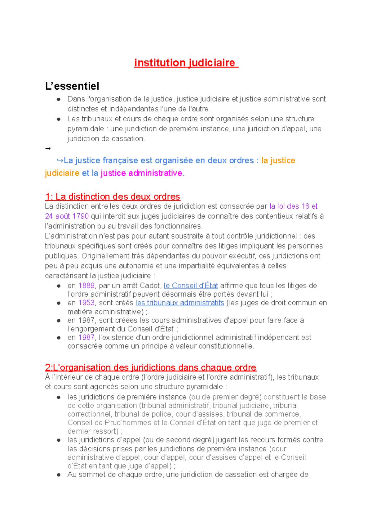 Introduction Institution Judiciaire - Institution Judiciaire L ...