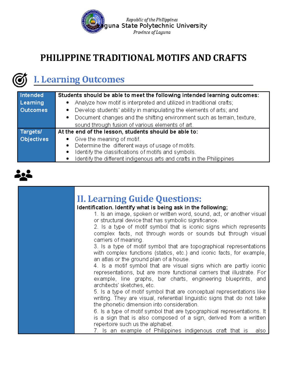 Traditional Motifs and Arts in the Philippines Laguna State